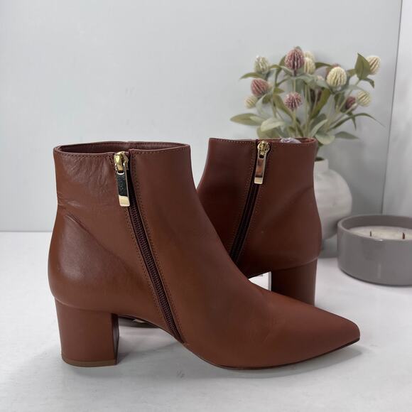 L'agence Jeanne II Leather Pointed Toe Bootie Luggage Brown Women's 7.5/EU 37.5 - Picture 6 of 11